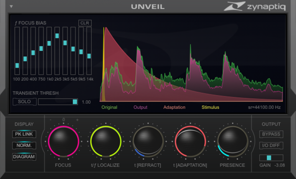 Zynaptiq UNVEIL De-Reverberation And Signal Focusing Plug-In Screenshot