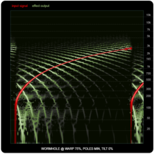 WORMHOLEをリング・モジュレーターおよび周波数シフトと比較。図8はWORMHOLEのWARP 75%