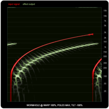 WORMHOLEをリング・モジュレーターおよび周波数シフトと比較。図12はWARP 100%、POLES 100%、TILT 100%