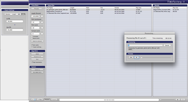 Zynaptiq Time Factory II Batch Time Stretching And Pitch Shifting application For Mac OS X