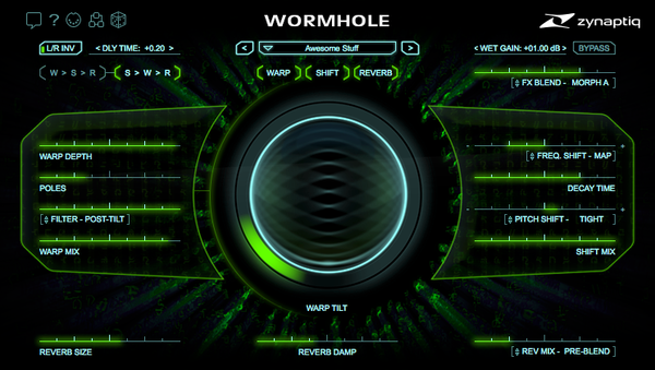 Zynaptiq WORMHOLEプラグインGUIスクリーンショット