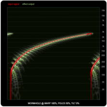 WORMHOLEをリング・モジュレーターおよび周波数シフトと比較。図10はWARP 100%、POLES 50%