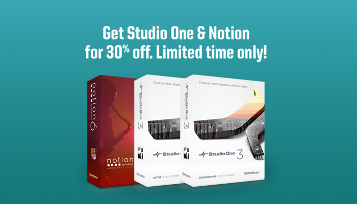Studio One & Notion 30% OFFスペシャル・オファーの詳細